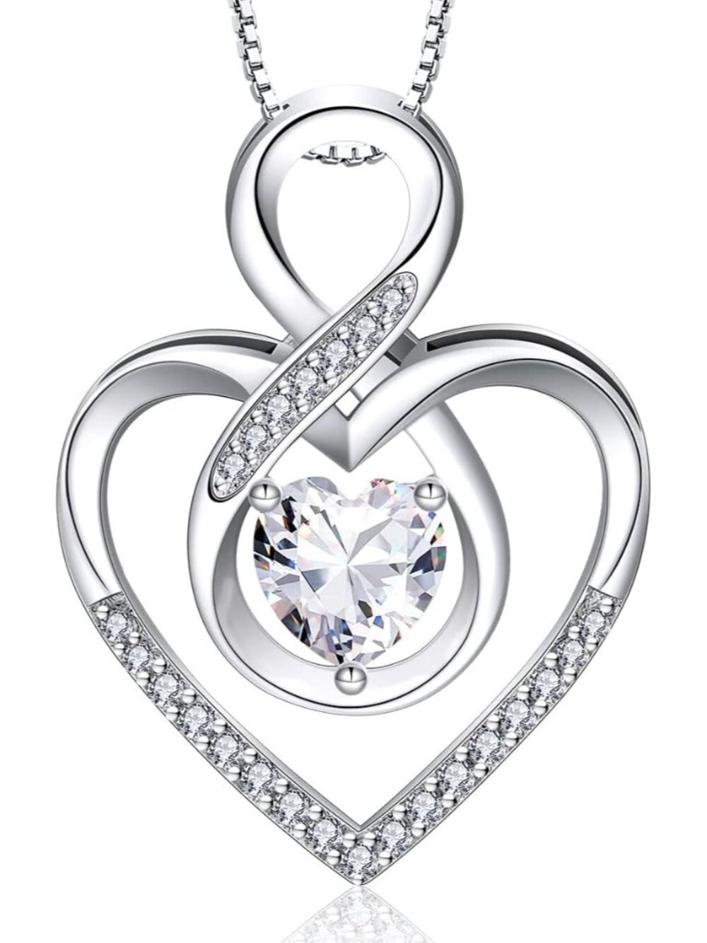 Infinity Heart Sterling Silver Necklace – Elegant Love Symbol for Women